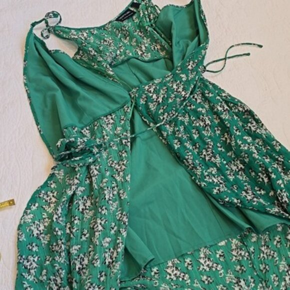The Fifth Label Women's Wrap Maxi Dress Size XS Green Floral Ruffle Hem Boho - Picture 10 of 15